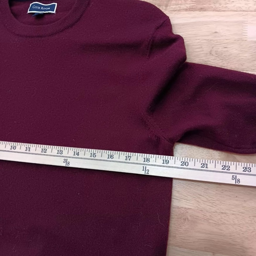 Club Room Mens M Burgundy/Wine Crewneck Sweater Merino Wool Blend Pullover - Picture 4 of 8